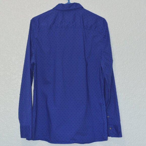 Womens Gap Blue Polka Dot Collared Blouse (the Fitted Boyfriend) Size L - Picture 2 of 3